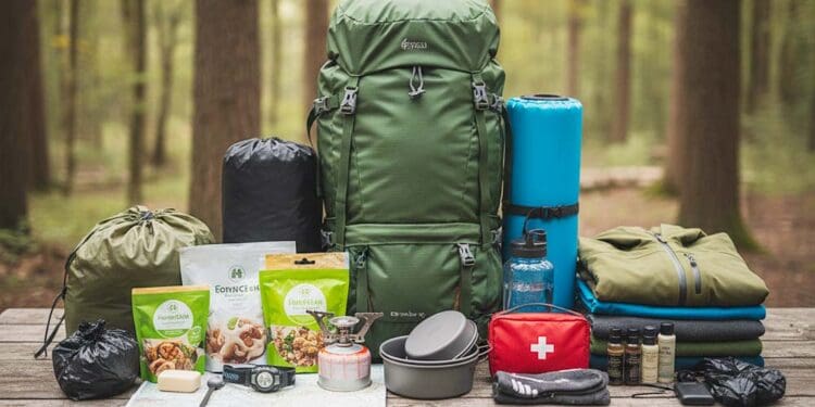 Camping- und Übernachtungsausrüstung für Fahrradtour