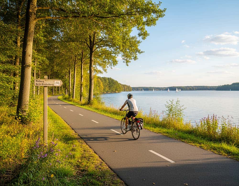 Radweg Berlin Brandenburg an einem See vorbei